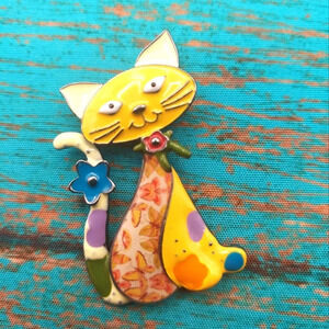 New Colorful Enamel Cat Brooch